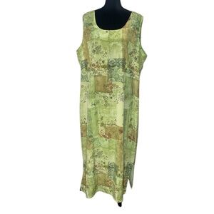 🌹Worthington - Beautiful Green Floral Patchwork Print  Maxi Dress - Size 22W